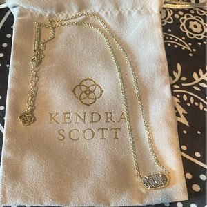 Kendra Scott Elisa Gold Pendant Necklace in Platinum Drusy